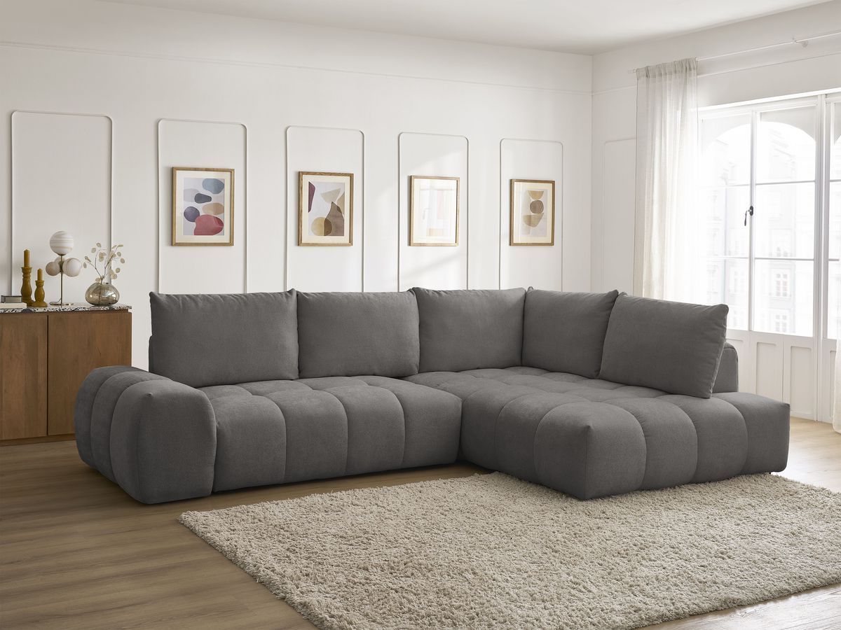 Canapé d'angle L convertible coffre EVEREST tissu texturé