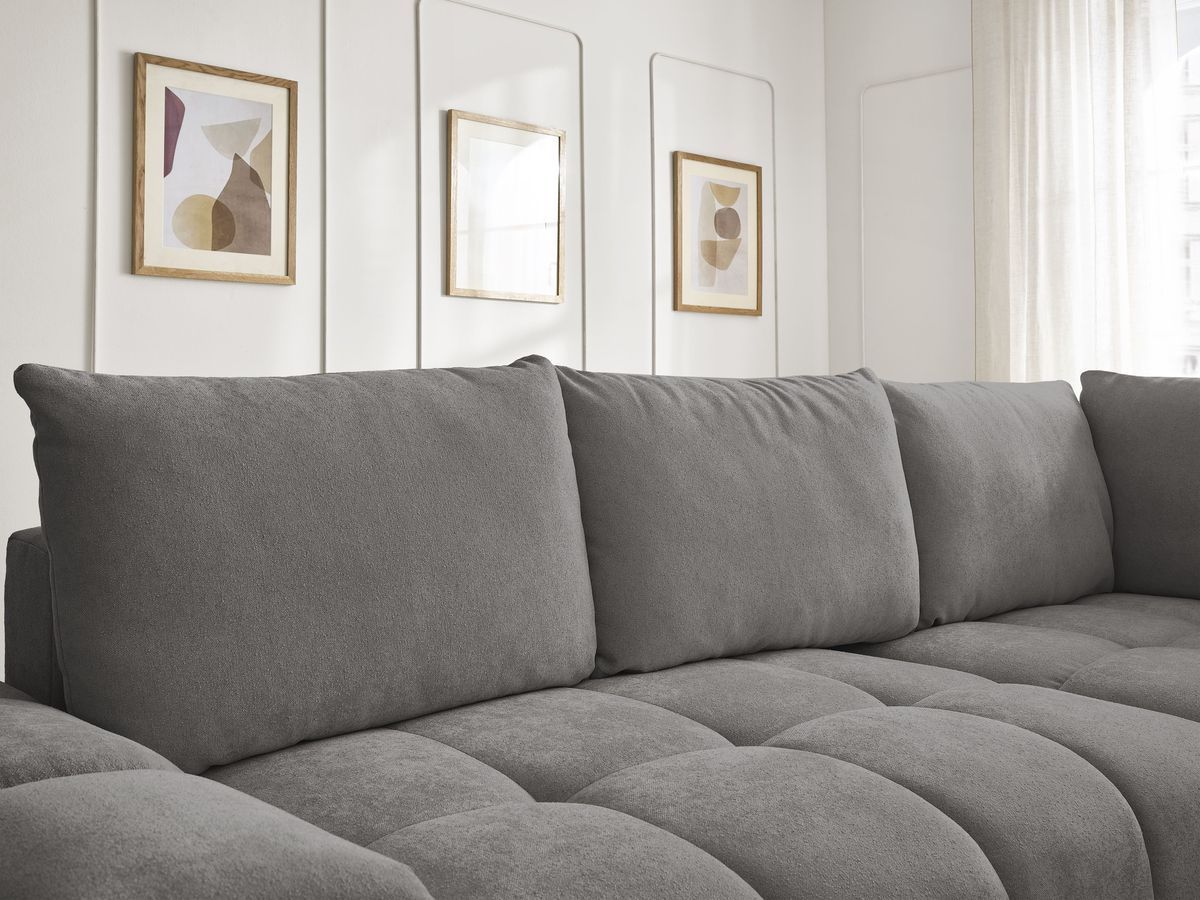 Canapé d'angle L convertible coffre EVEREST tissu texturé