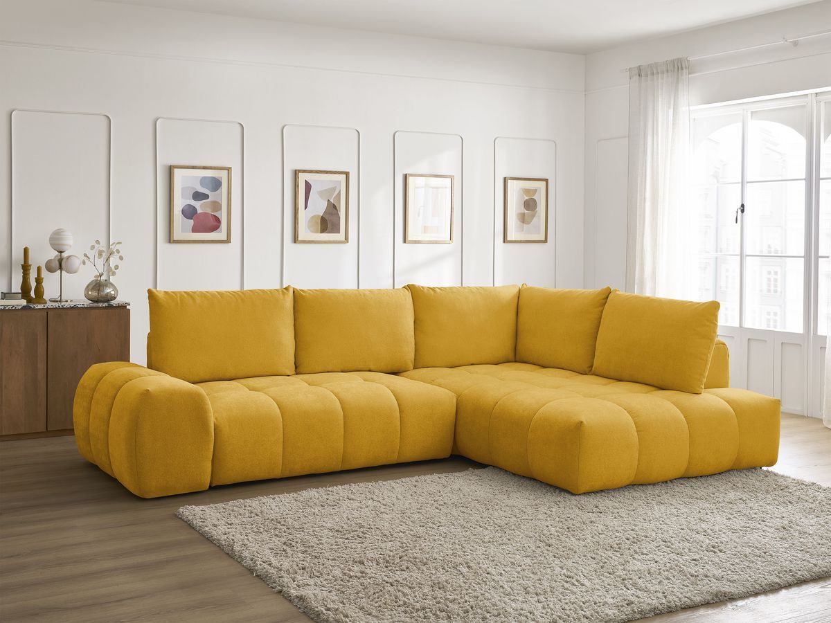Canapé d'angle L convertible coffre EVEREST tissu texturé