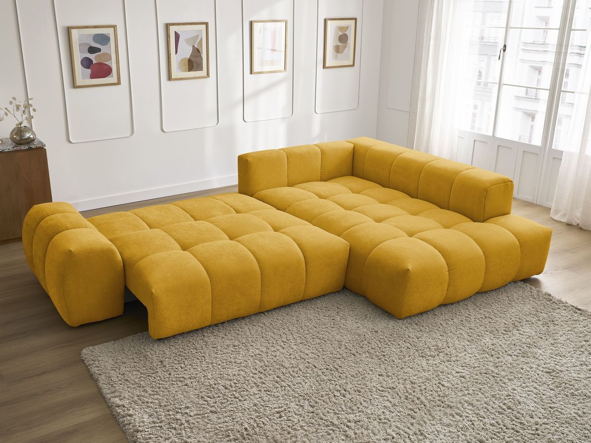 Canapé d'angle L convertible coffre EVEREST tissu texturé