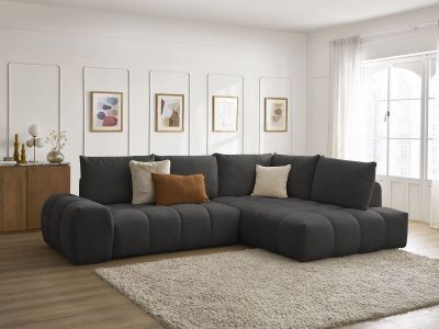 Canapé d'angle L convertible coffre EVEREST tissu texturé
