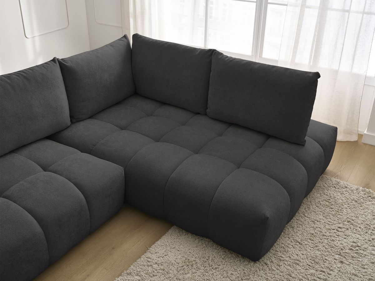 Canapé d'angle L convertible coffre EVEREST tissu texturé