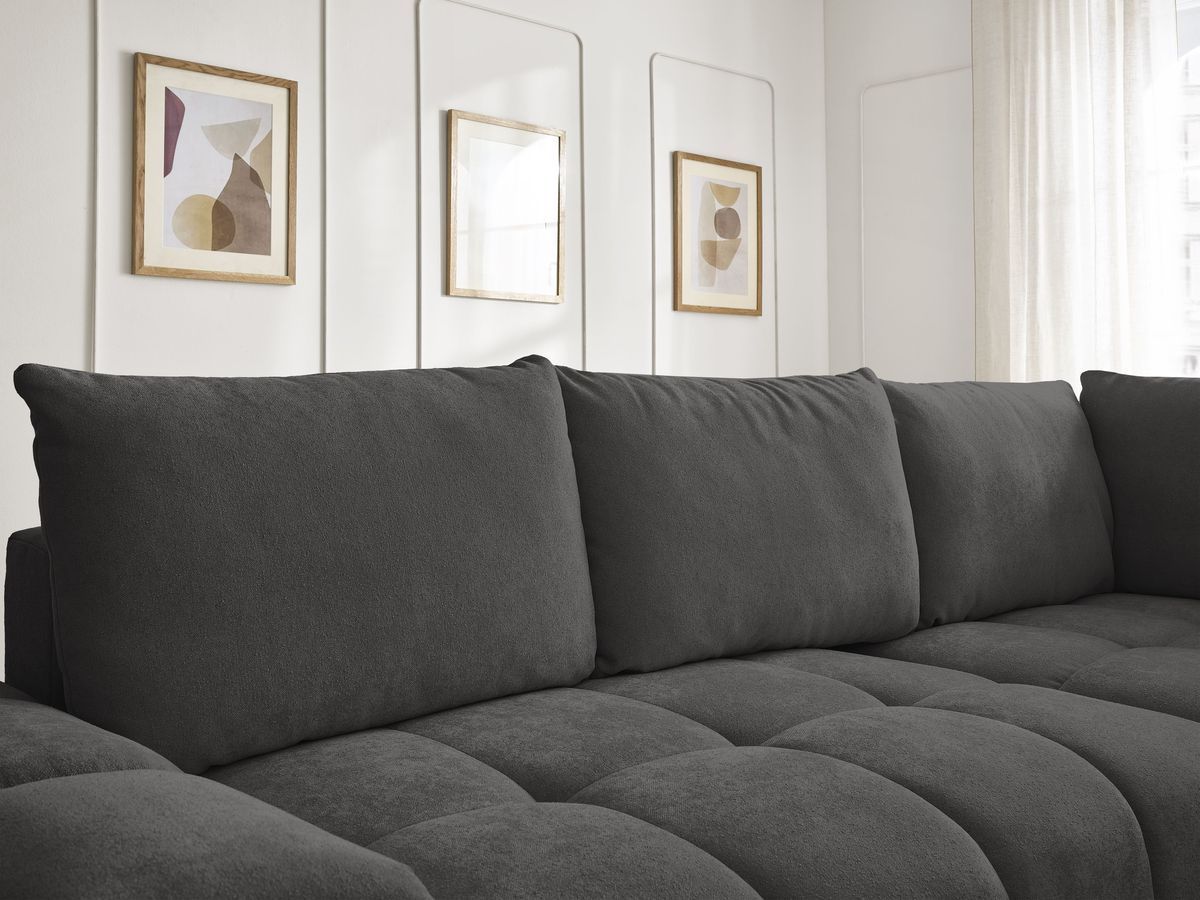 Canapé d'angle L convertible coffre EVEREST tissu texturé