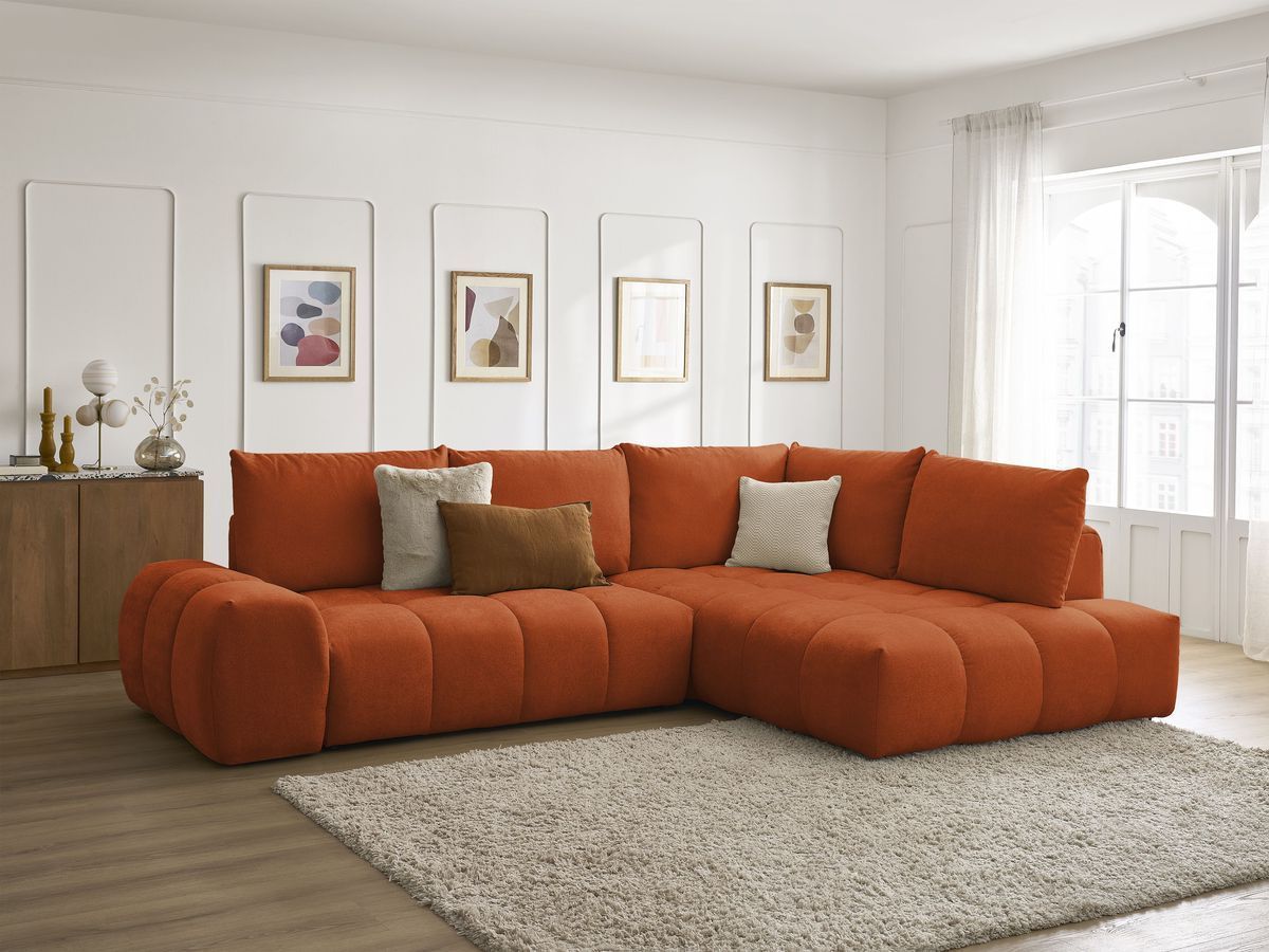 Canapé d'angle L convertible coffre EVEREST tissu texturé