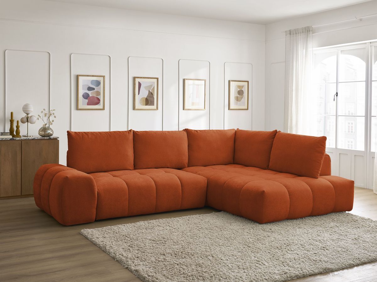 Canapé d'angle L convertible coffre EVEREST tissu texturé