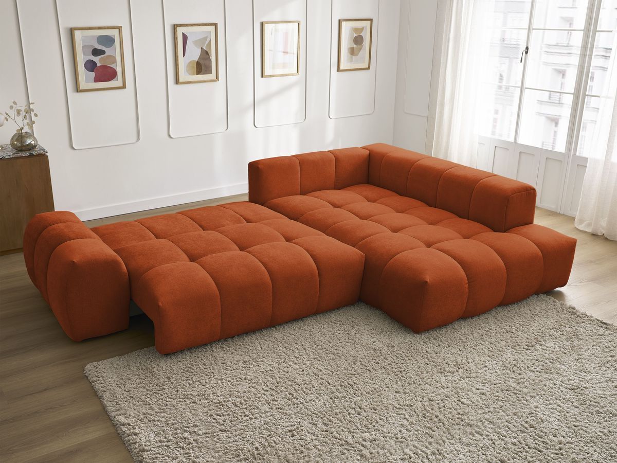 Canapé d'angle L convertible coffre EVEREST tissu texturé