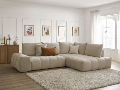 Canapé d'angle L convertible coffre EVEREST tissu texturé