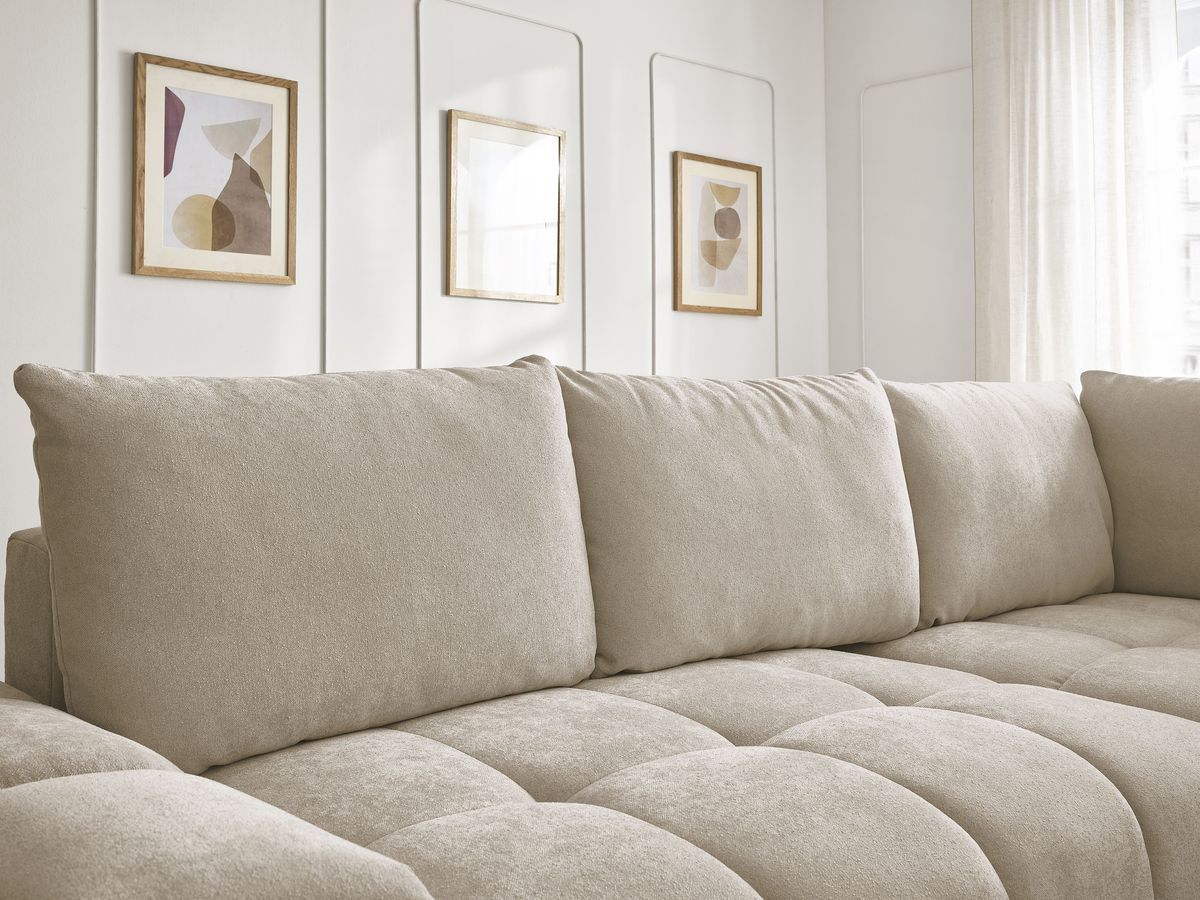 Canapé d'angle L convertible coffre EVEREST tissu texturé