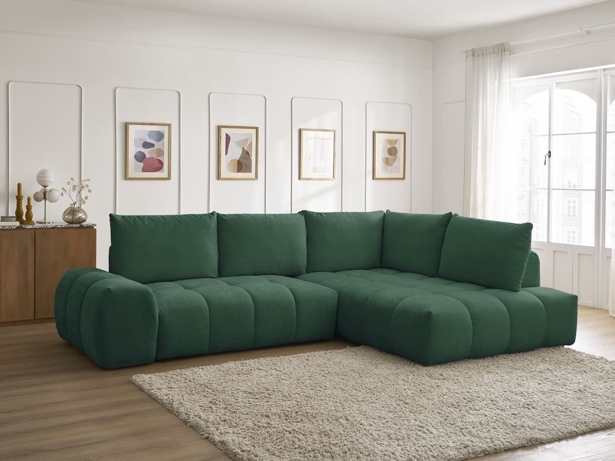 Canapé d'angle L convertible coffre EVEREST tissu texturé