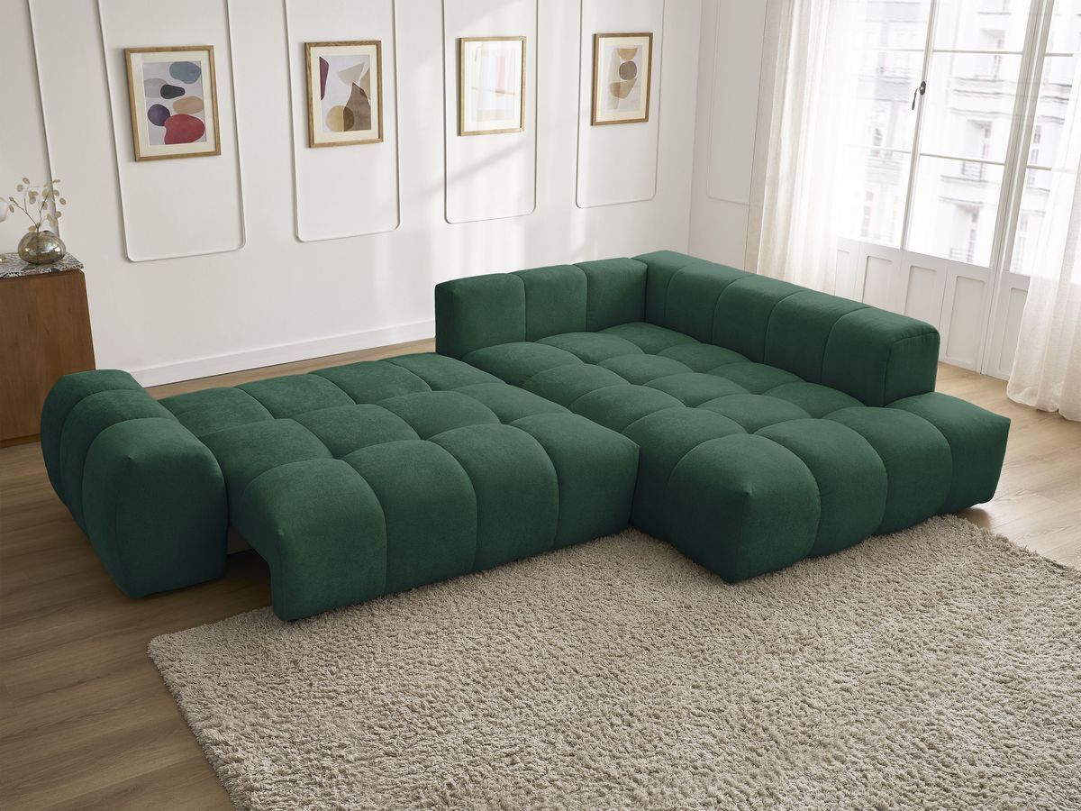 Canapé d'angle L convertible coffre EVEREST tissu texturé