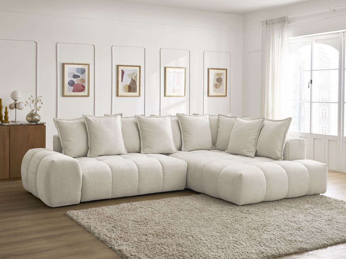 Canapé d'angle L convertible coffre EVEREST tissu texturé