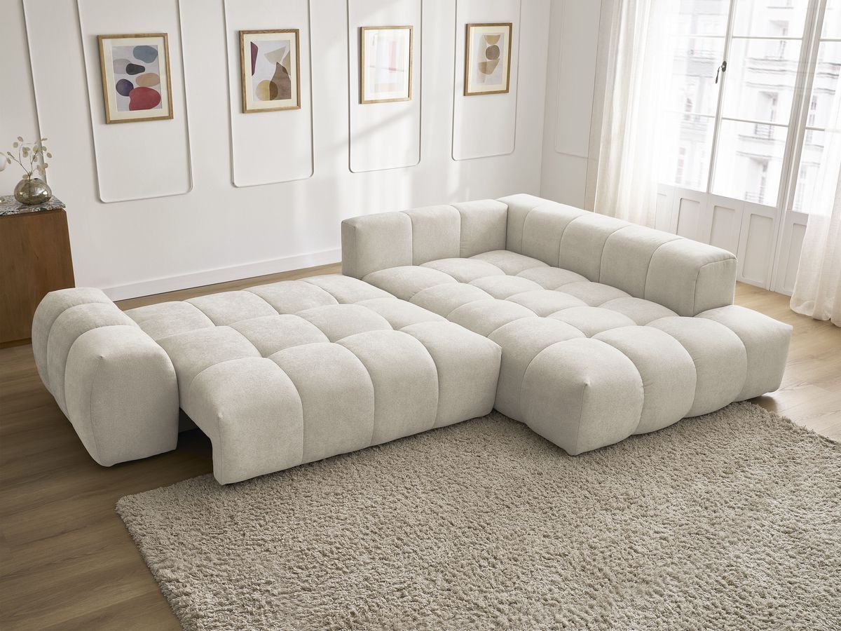 Canapé d'angle L convertible coffre EVEREST tissu texturé
