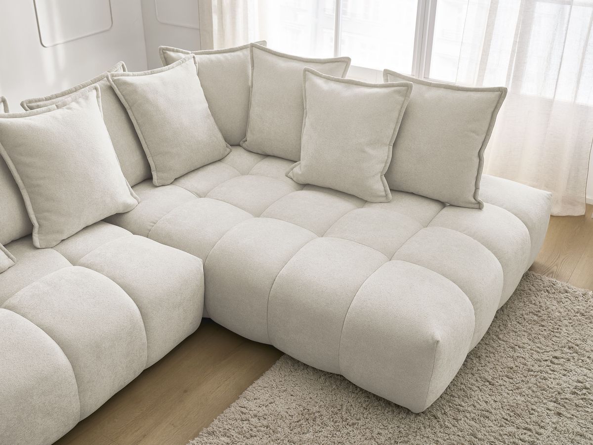 Canapé d'angle L convertible coffre EVEREST tissu texturé