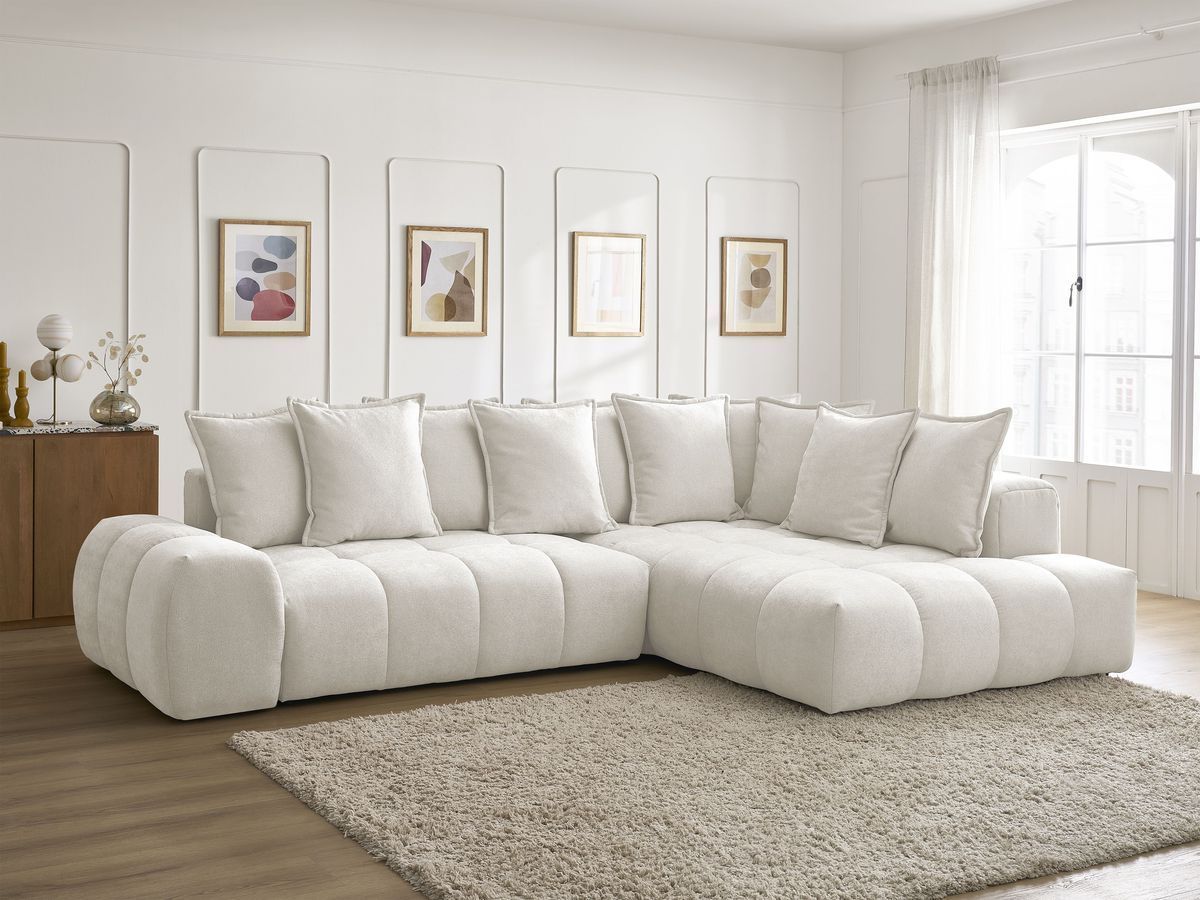 Canapé d'angle L convertible coffre EVEREST tissu texturé
