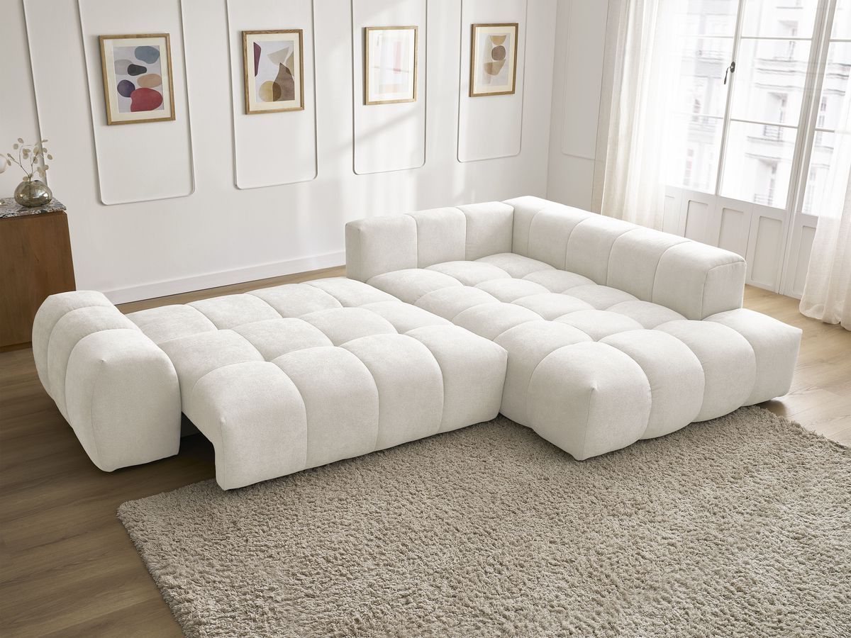 Canapé d'angle L convertible coffre EVEREST tissu texturé