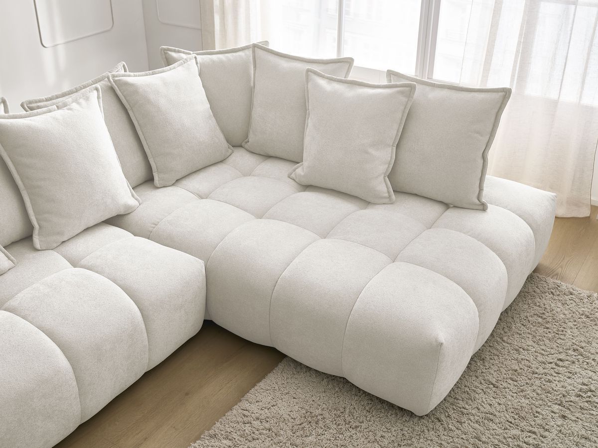 Canapé d'angle L convertible coffre EVEREST tissu texturé