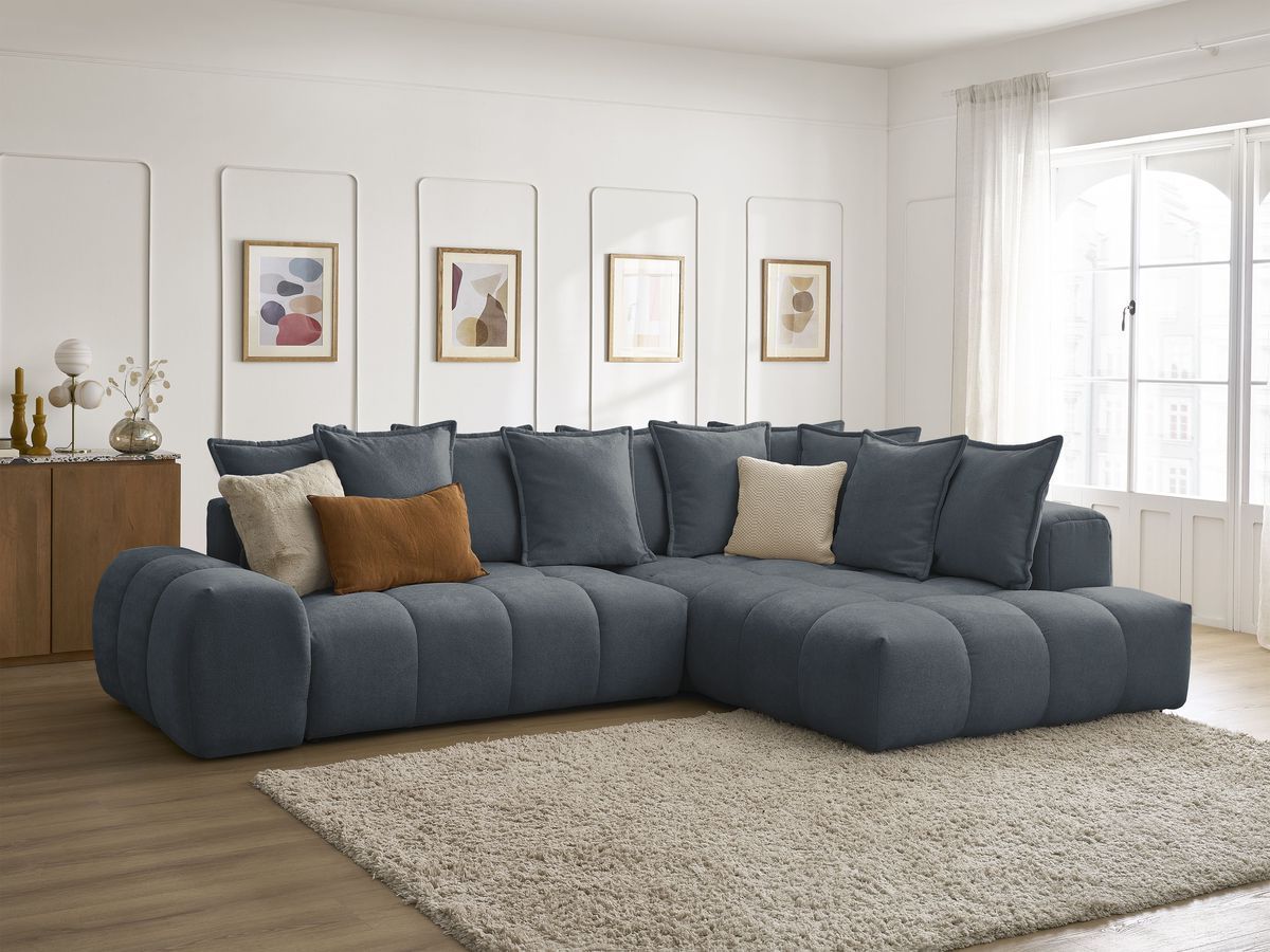 Canapé d'angle L convertible coffre EVEREST tissu texturé