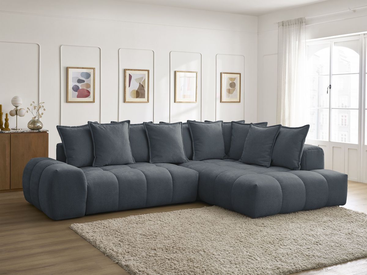 Canapé d'angle L convertible coffre EVEREST tissu texturé