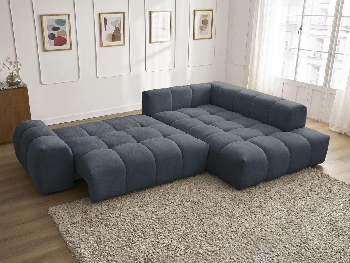 Canapé d'angle L convertible coffre EVEREST tissu texturé