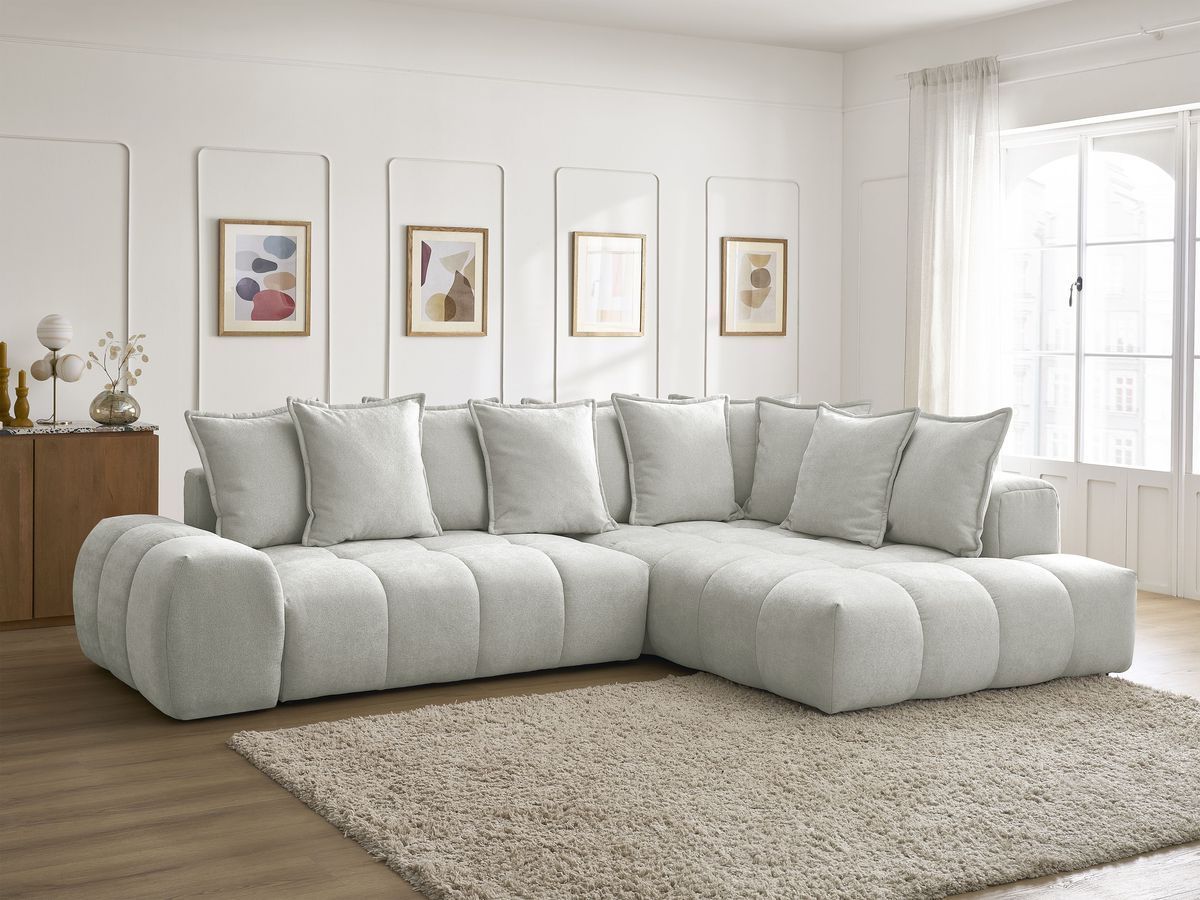 Canapé d'angle L convertible coffre EVEREST tissu texturé