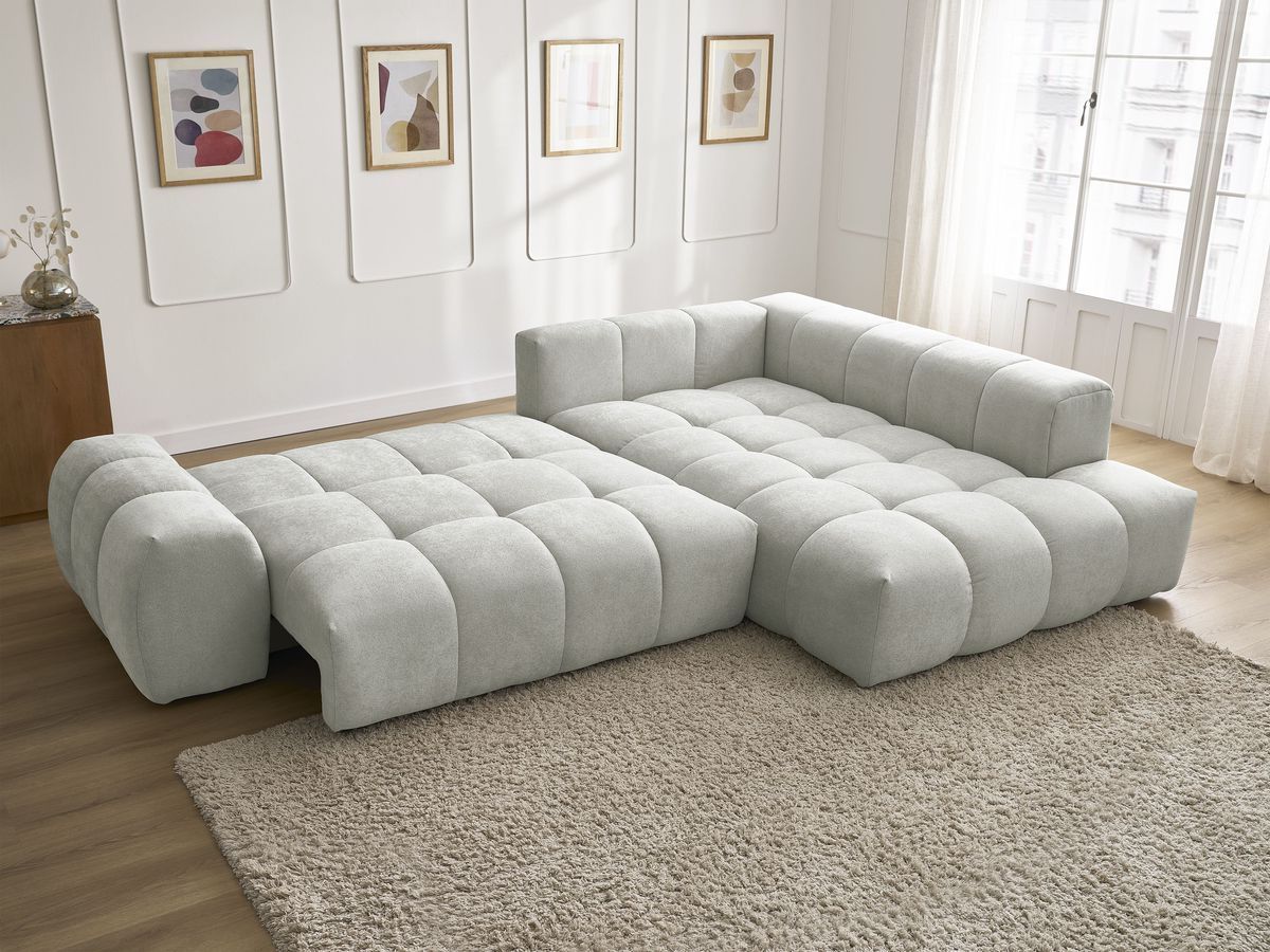 Canapé d'angle L convertible coffre EVEREST tissu texturé
