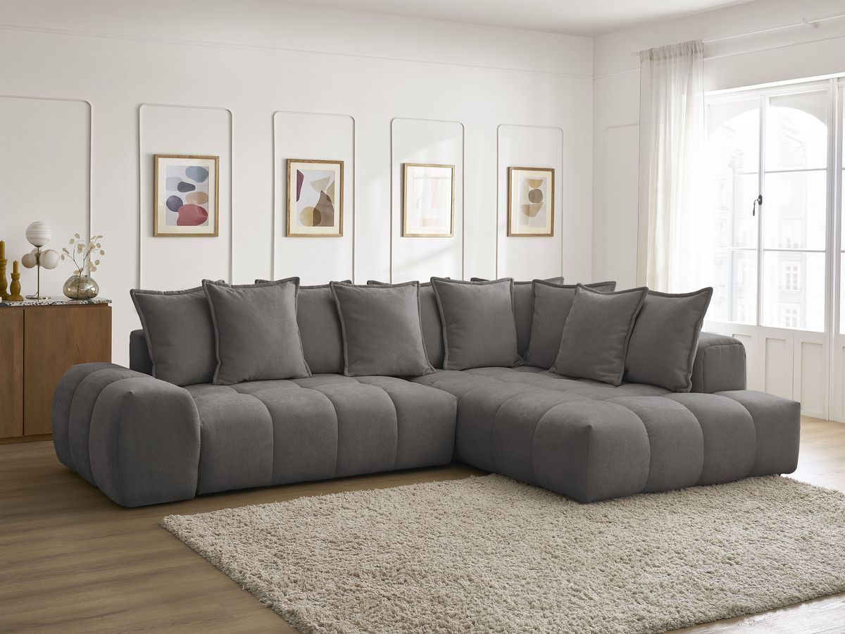 Canapé d'angle L convertible coffre EVEREST tissu texturé