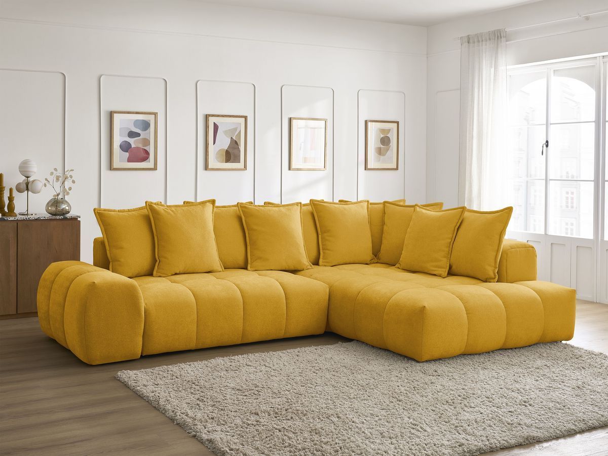 Canapé d'angle L convertible coffre EVEREST tissu texturé