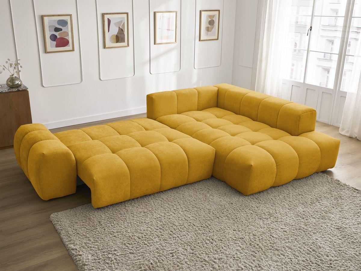Canapé d'angle L convertible coffre EVEREST tissu texturé