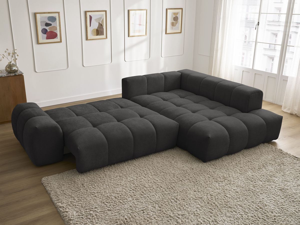 Canapé d'angle L convertible coffre EVEREST tissu texturé