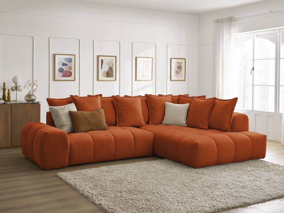 Canapé d'angle L convertible coffre EVEREST tissu texturé