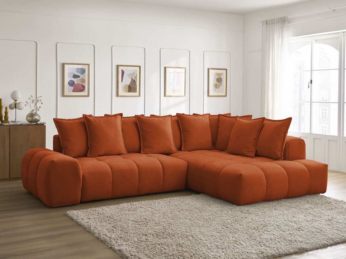Canapé d'angle L convertible coffre EVEREST tissu texturé
