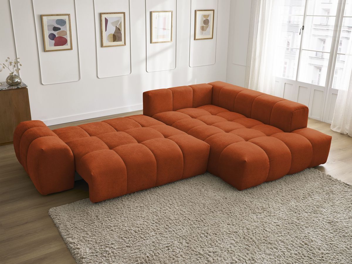 Canapé d'angle L convertible coffre EVEREST tissu texturé