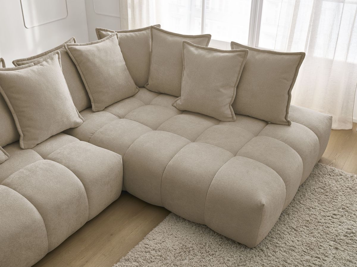 Canapé d'angle L convertible coffre EVEREST tissu texturé