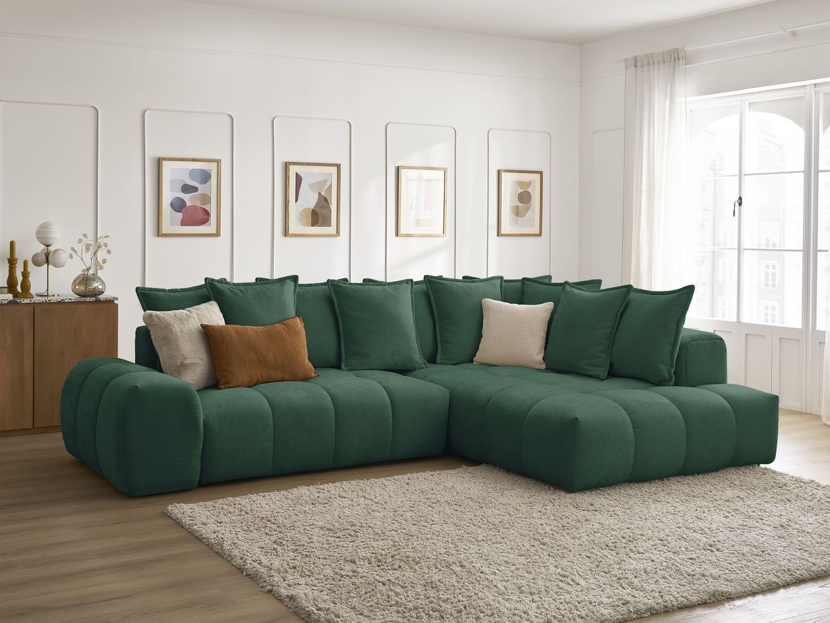 Canapé d'angle L convertible coffre EVEREST tissu texturé