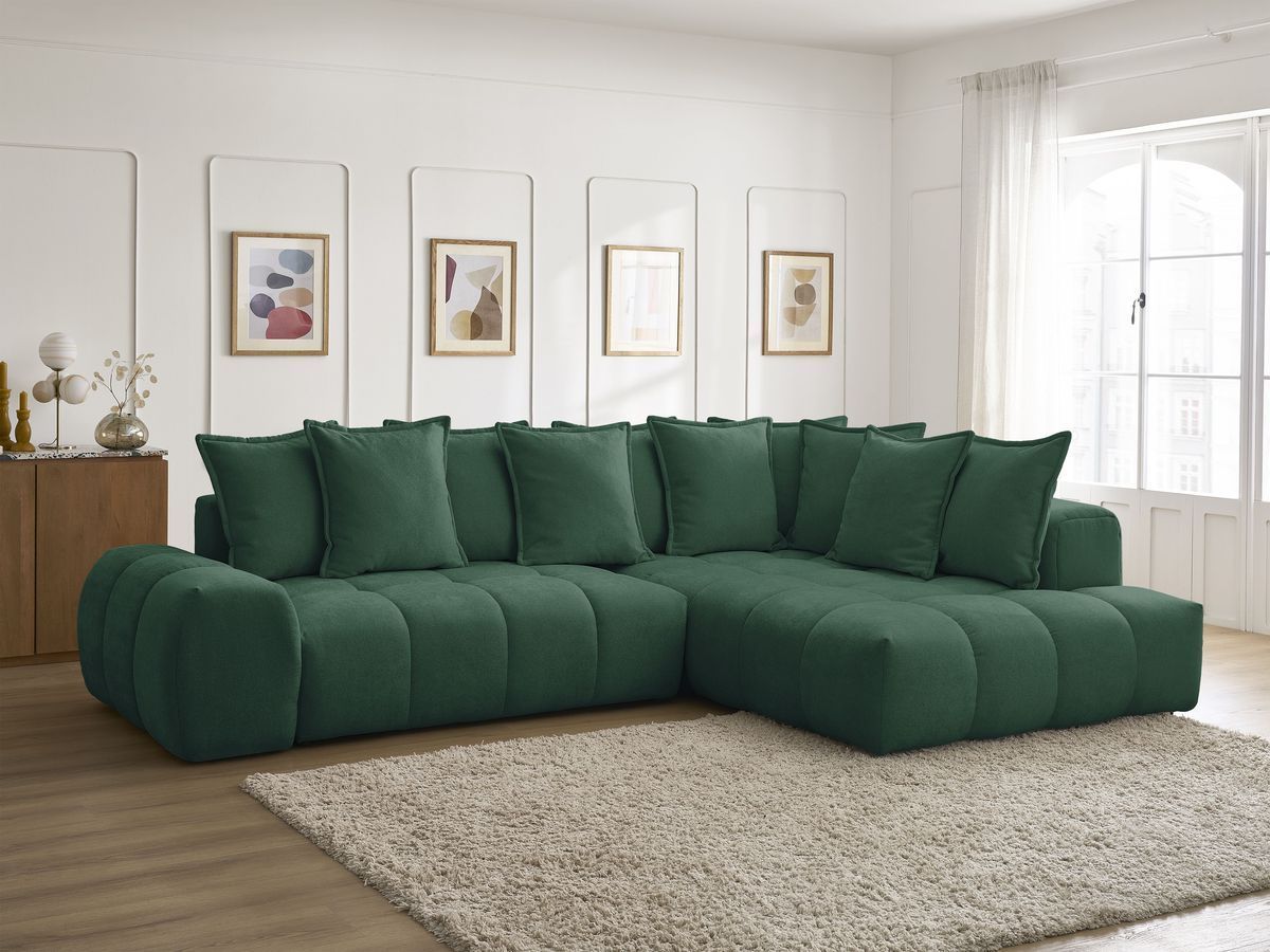Canapé d'angle L convertible coffre EVEREST tissu texturé