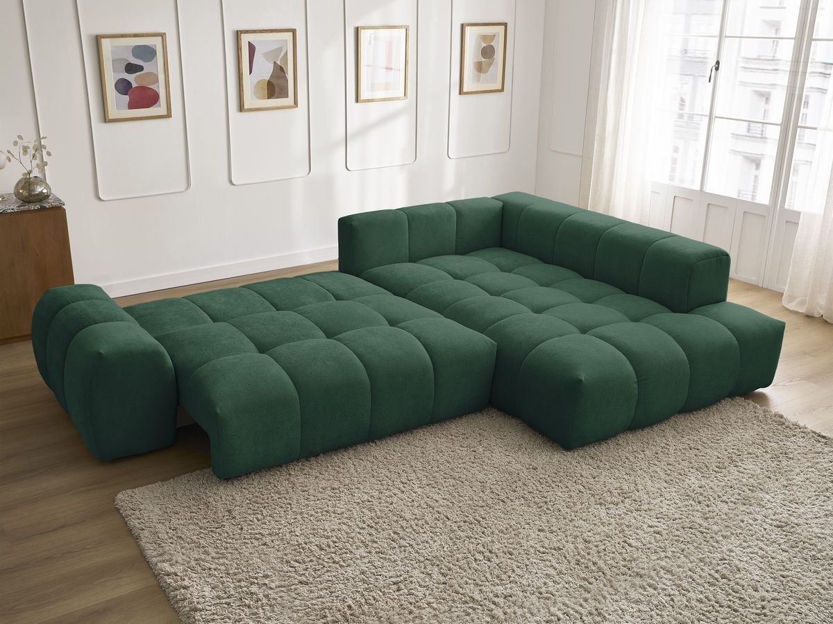 Canapé d'angle L convertible coffre EVEREST tissu texturé