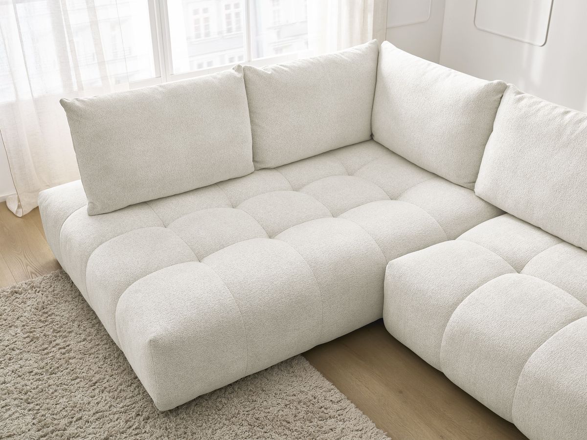 Canapé d'angle L convertible coffre EVEREST tissu chiné