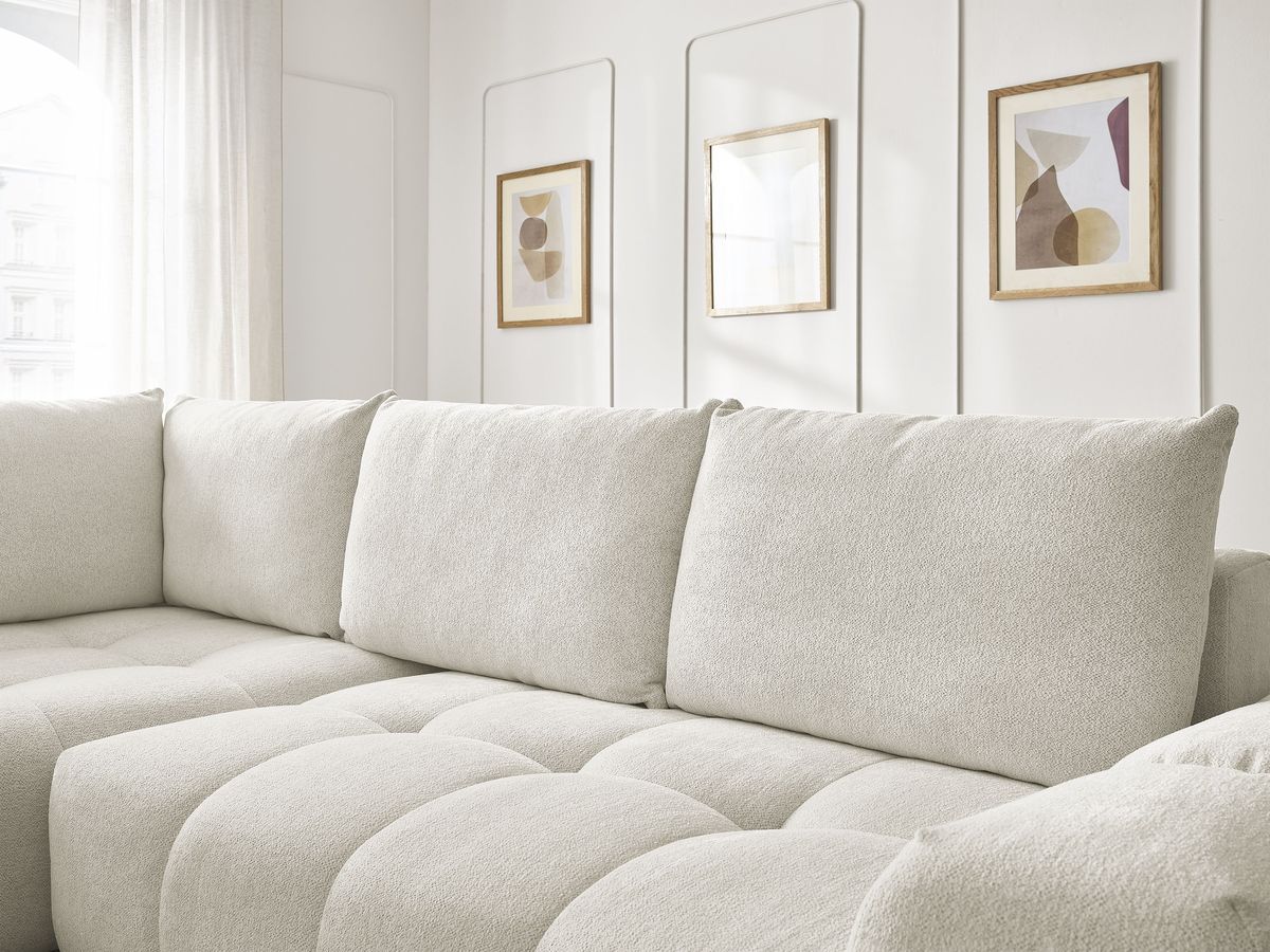 Canapé d'angle L convertible coffre EVEREST tissu chiné