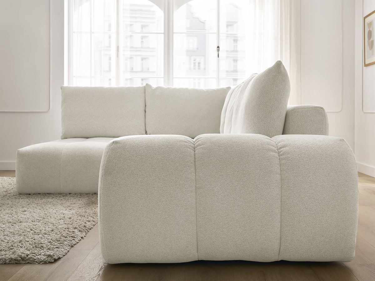 Canapé d'angle L convertible coffre EVEREST tissu chiné