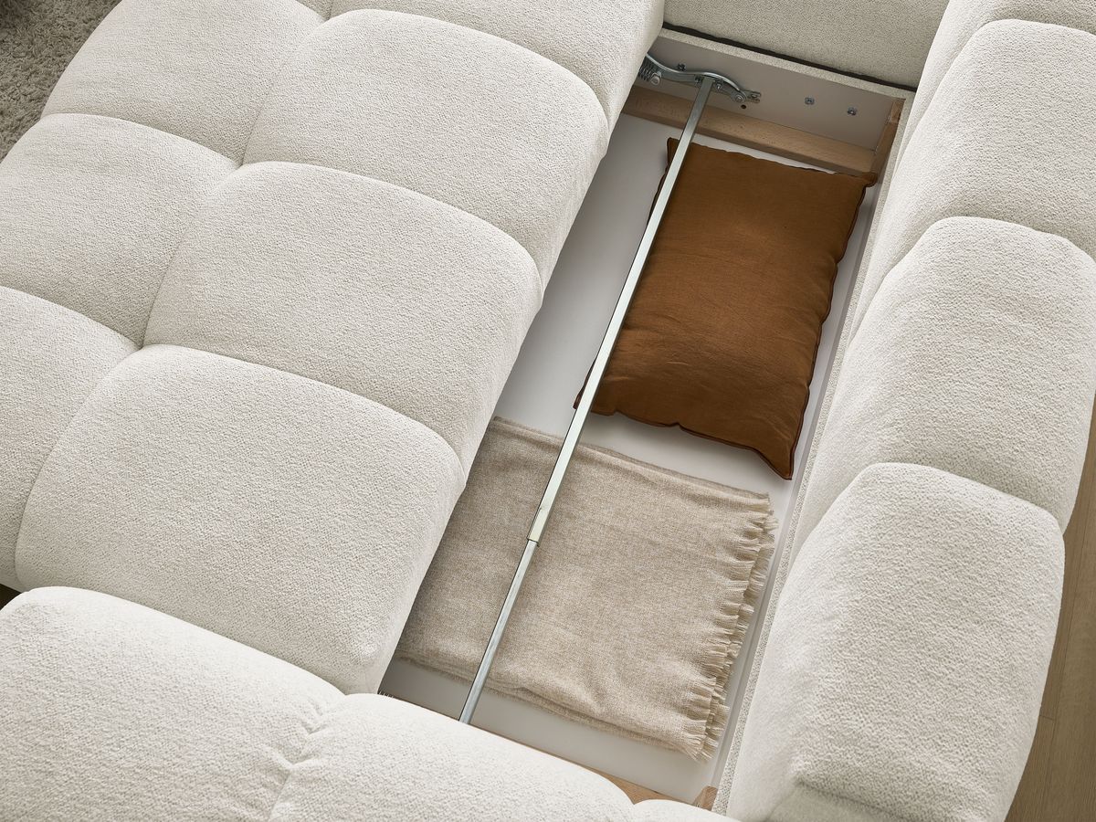 Canapé d'angle L convertible coffre EVEREST tissu chiné