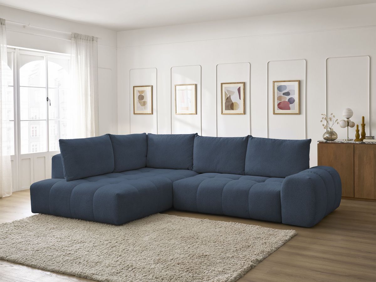 Canapé d'angle L convertible coffre EVEREST tissu chiné