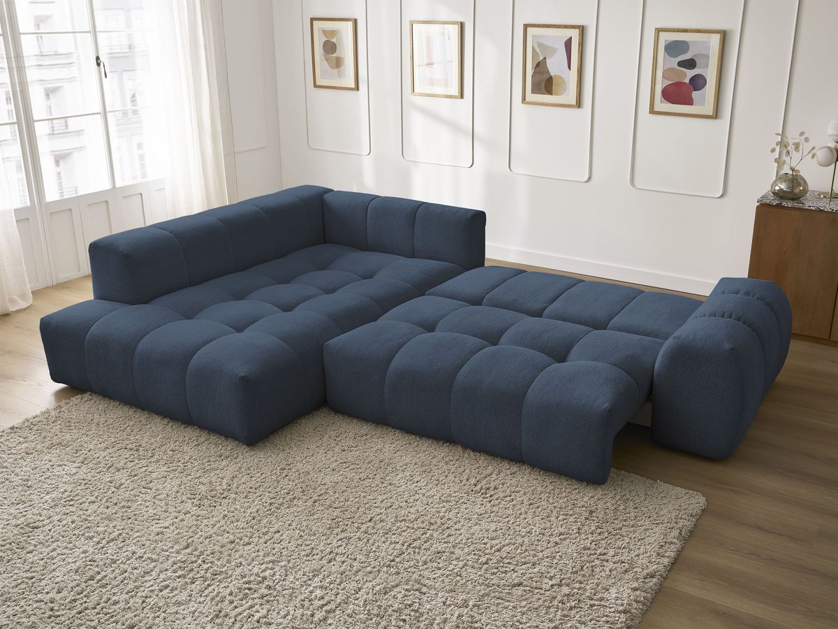 Canapé d'angle L convertible coffre EVEREST tissu chiné