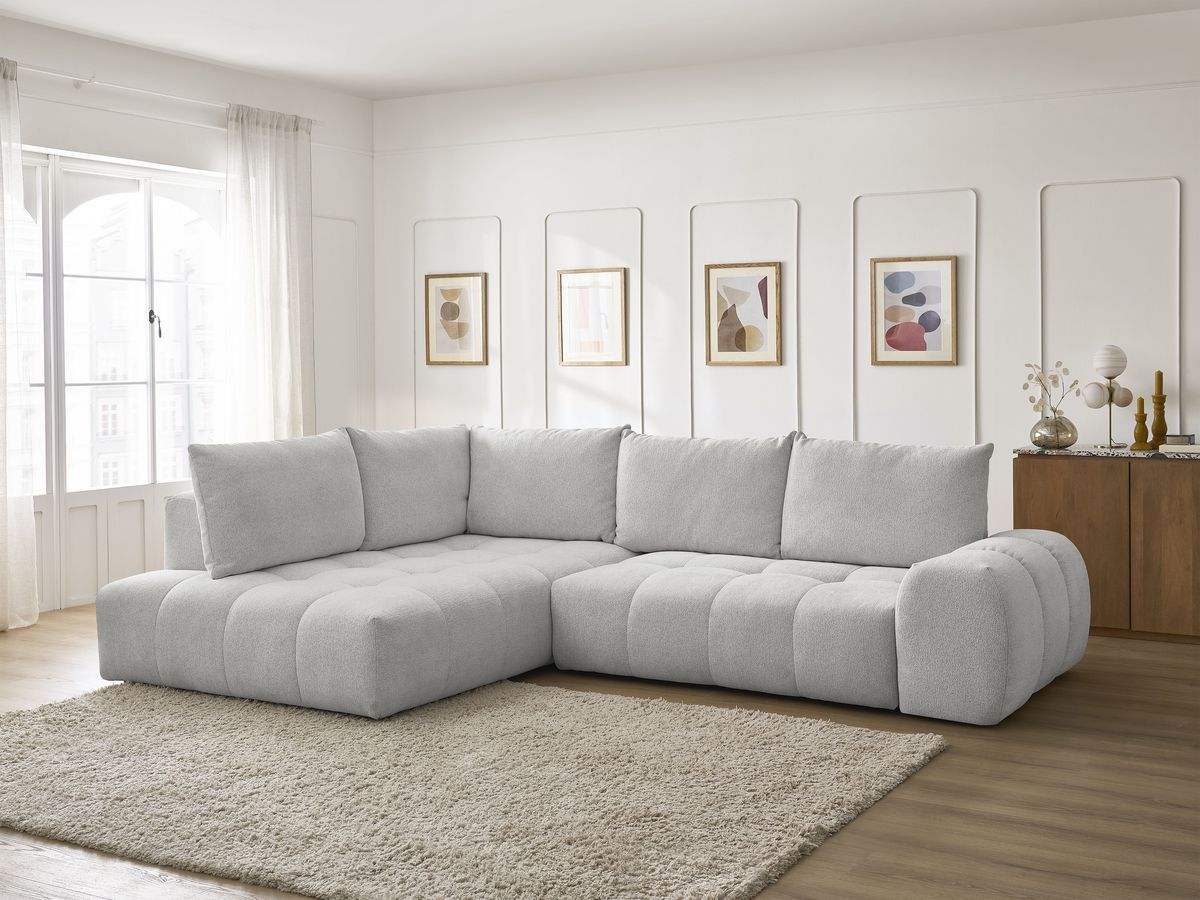 Canapé d'angle L convertible coffre EVEREST tissu chiné