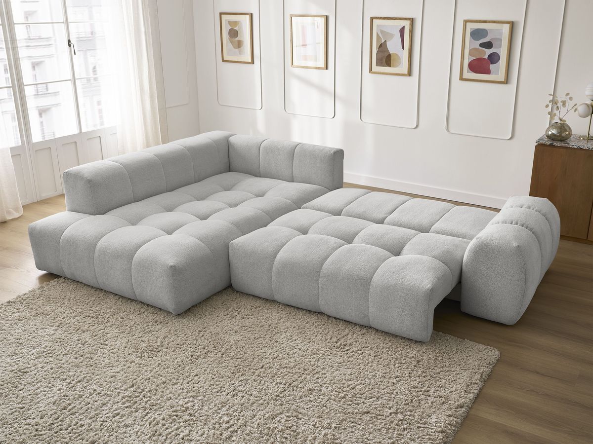 Canapé d'angle L convertible coffre EVEREST tissu chiné