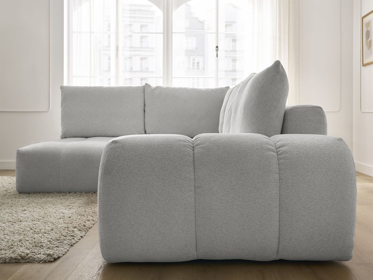 Canapé d'angle L convertible coffre EVEREST tissu chiné
