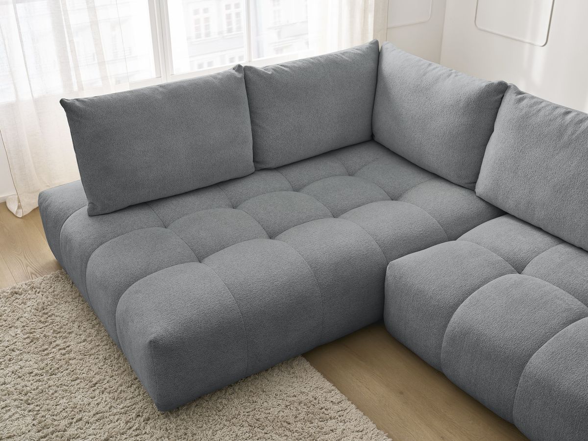 Canapé d'angle L convertible coffre EVEREST tissu chiné