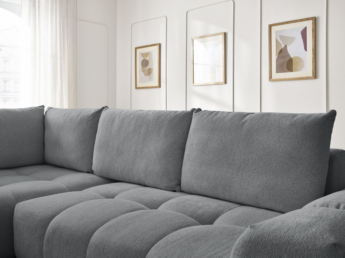 Canapé d'angle L convertible coffre EVEREST tissu chiné