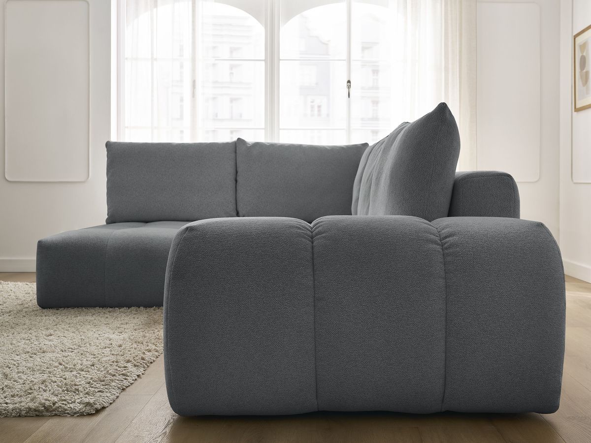 Canapé d'angle L convertible coffre EVEREST tissu chiné