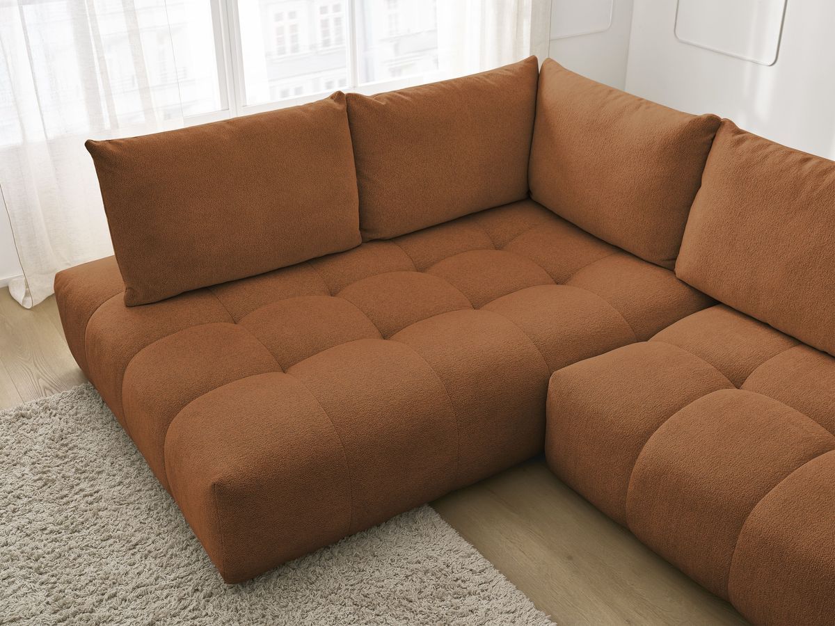 Canapé d'angle L convertible coffre EVEREST tissu chiné