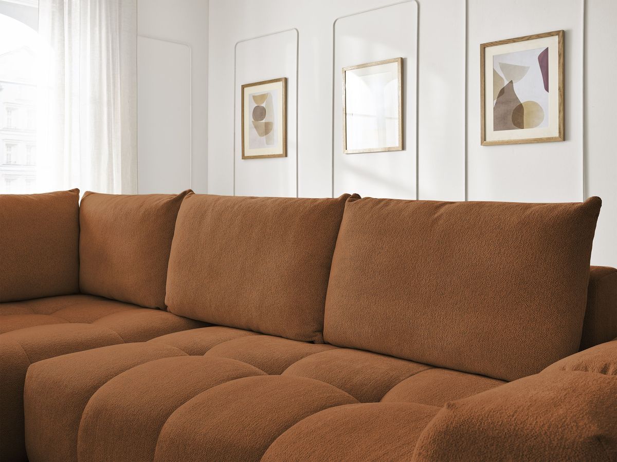 Canapé d'angle L convertible coffre EVEREST tissu chiné